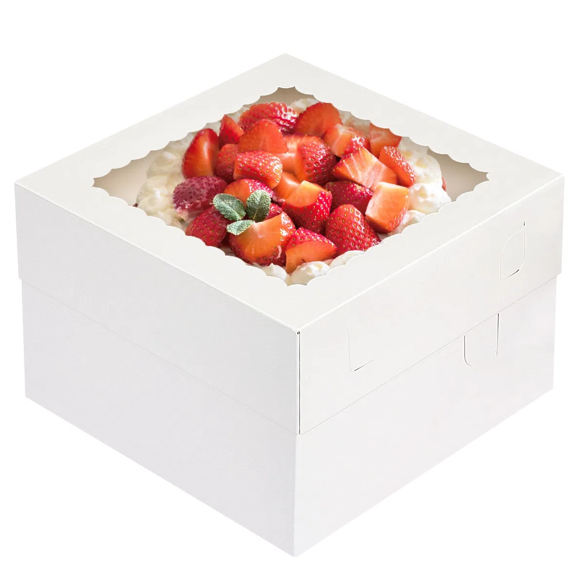 Moretoes Lot de 15 boîtes à gâteau classiques blanches, 30,5 x 30,5 x 20,3 cm avec fenêtre, rectangulaire, fermeture aile de mouette