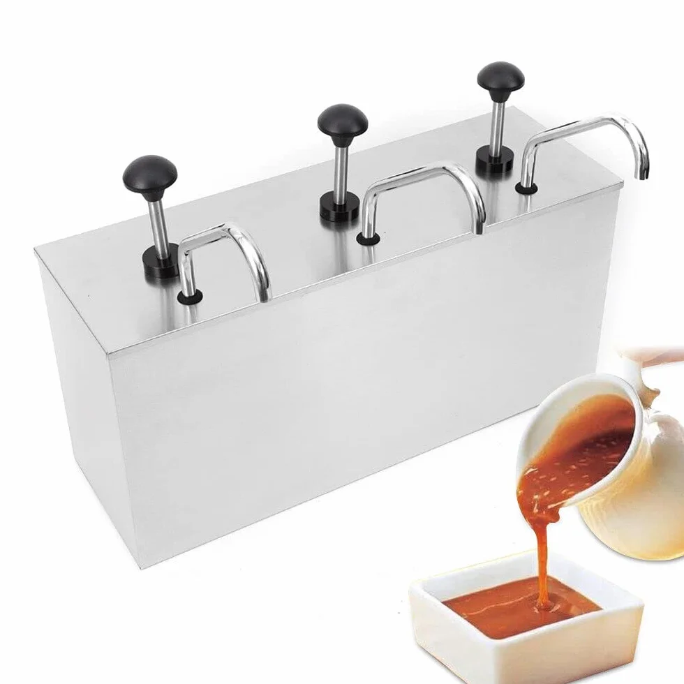 Distributeur de sauce en acier inoxydable - Distributeur de sauce à la moutarde - Distributeur de sauce - Distributeur de sauce pour ketchup, mayonaise, moutarde (3 x 4 l)