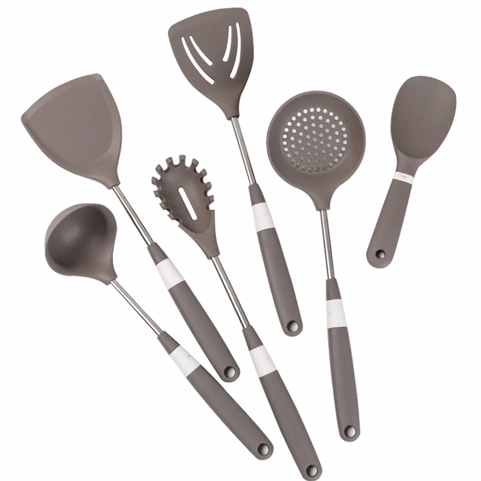 Ensemble d'ustensiles de Cuisine, 6 pièces en Silicone antiadhésif pour ustensiles de Cuisine avec Support, Ensemble d'ustensiles de Cuisine en Silicone