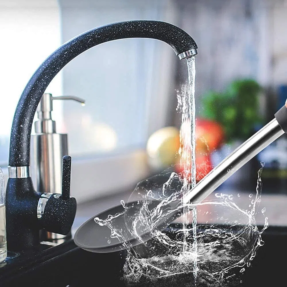 Ensemble d'ustensiles de cuisine en silicone, ensemble d'ustensiles de cuisine en acier inoxydable, 6 pièces, cuillère à pelle, spatule, passoire, pelle, cuillère de cuisine, cuillère à soupe (gris)